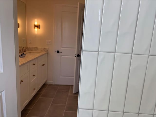 bathroom featuring vanity and tile patterned floors