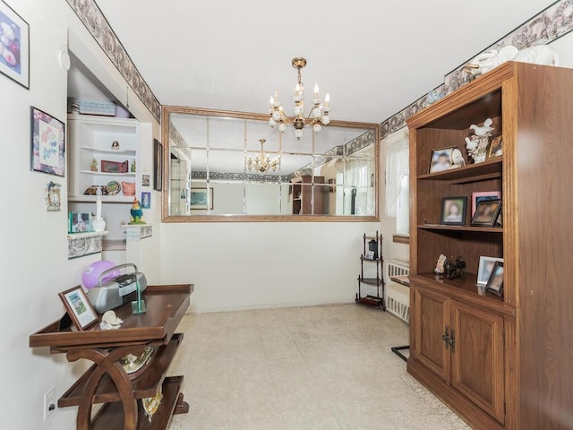 interior space with an inviting chandelier