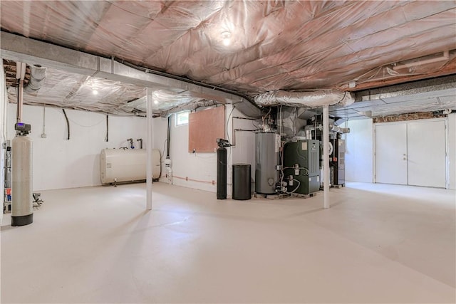 basement with water heater