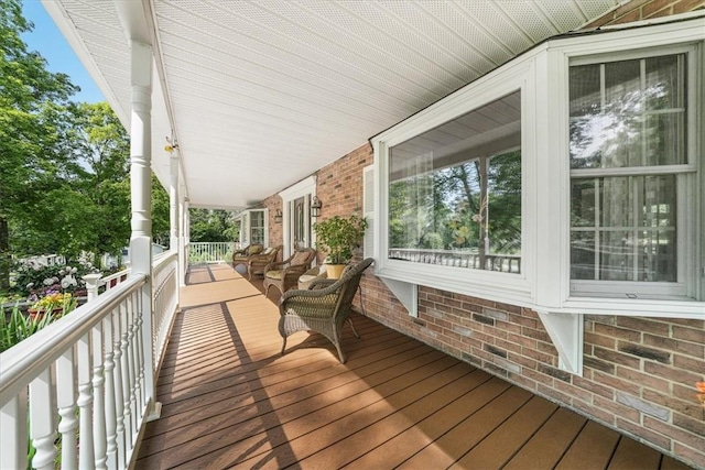 deck with covered porch