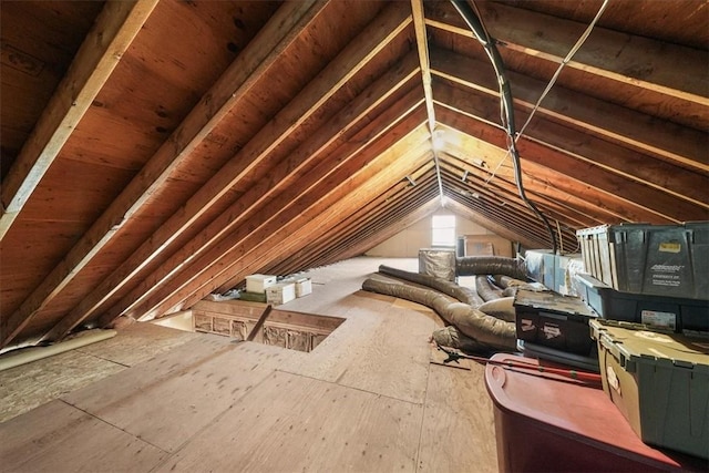 view of unfinished attic