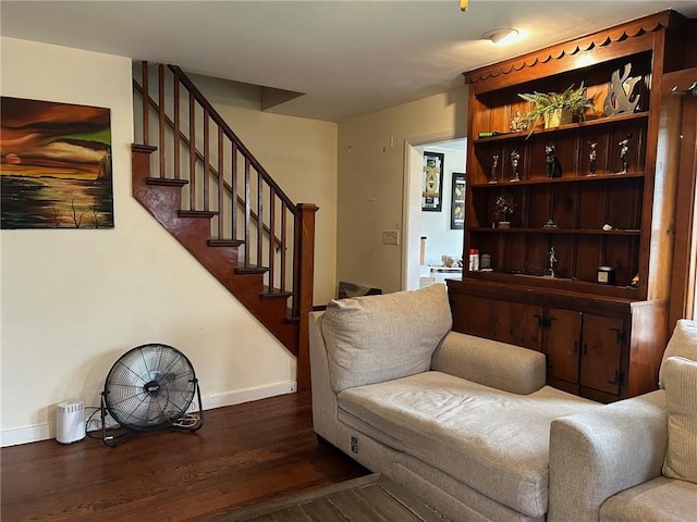 interior space with dark hardwood / wood-style flooring