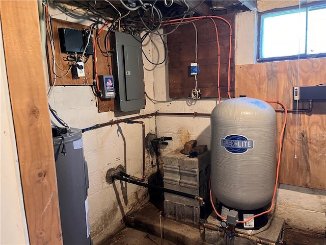 utilities featuring electric panel and electric water heater