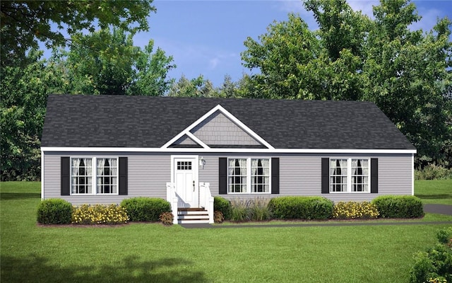 view of front facade featuring a front yard