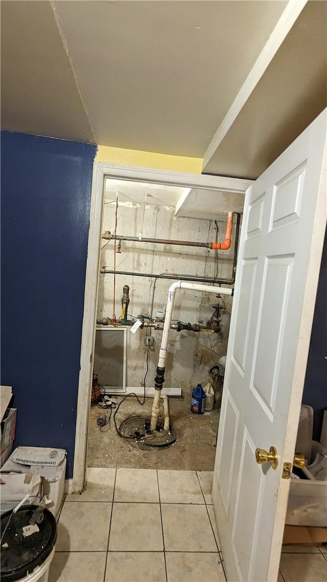 bathroom with tile patterned flooring