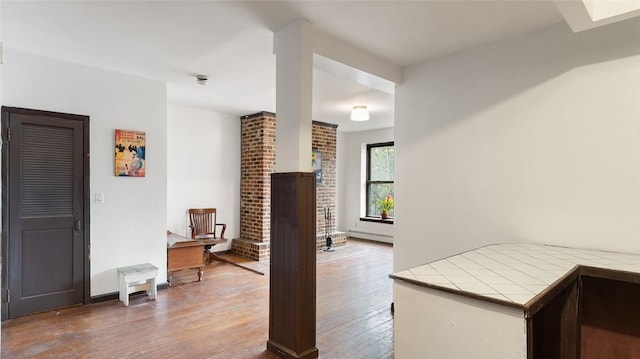 living room with hardwood / wood-style floors