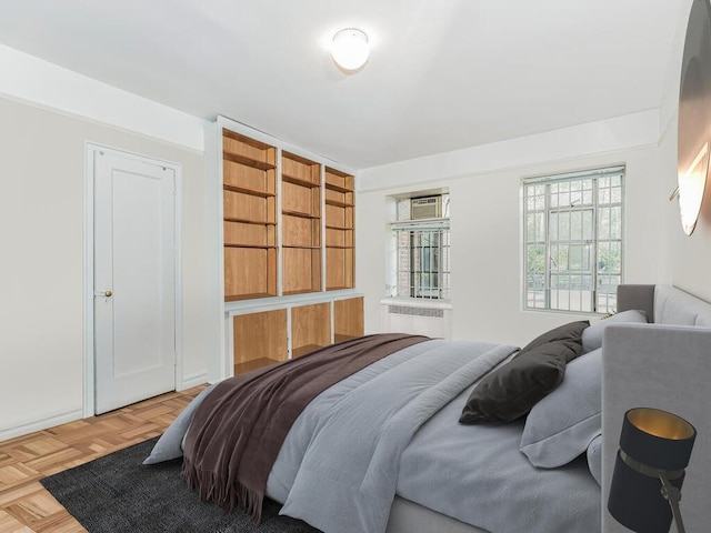 bedroom with parquet floors