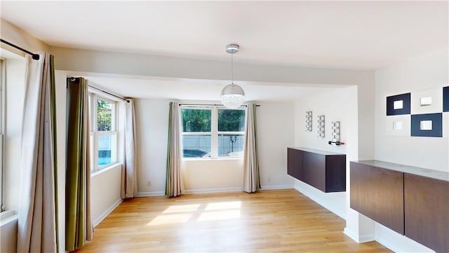 unfurnished dining area featuring light hardwood / wood-style floors