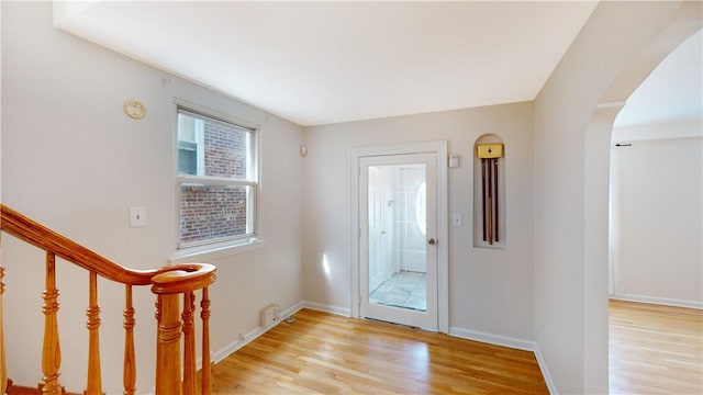 foyer with light wood-type flooring