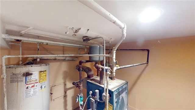 utility room featuring water heater