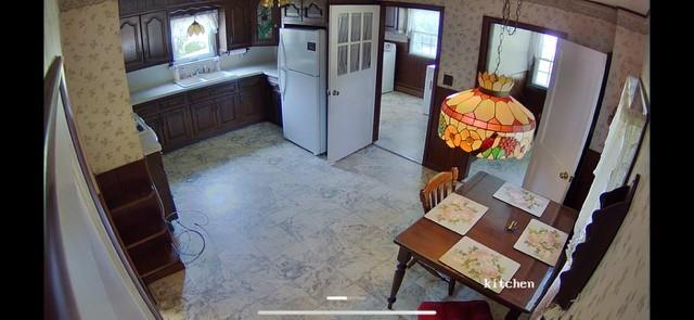 kitchen with white fridge