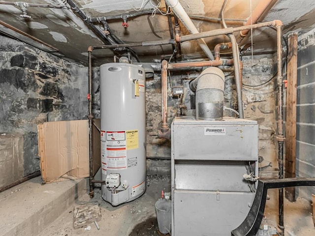 utility room featuring water heater