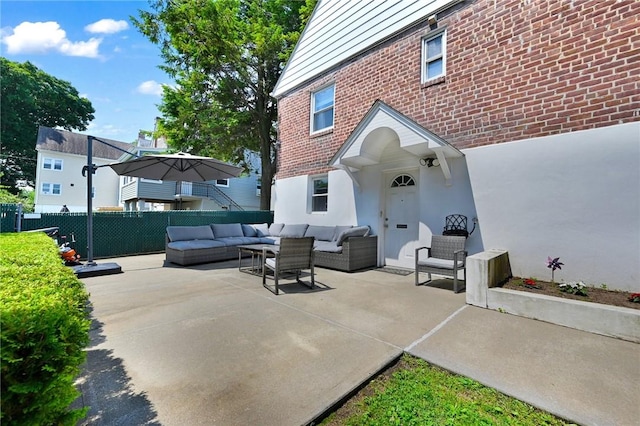 view of patio featuring an outdoor living space