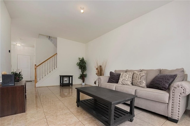 view of tiled living room