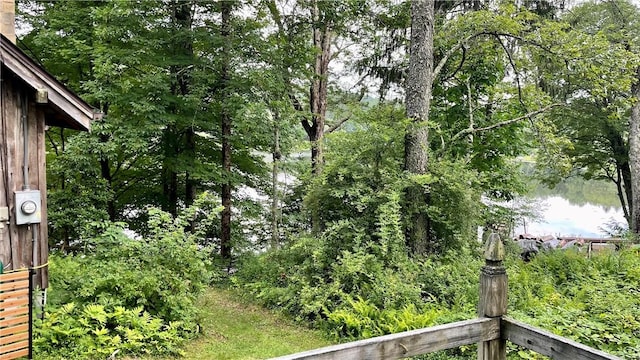 view of yard with a water view