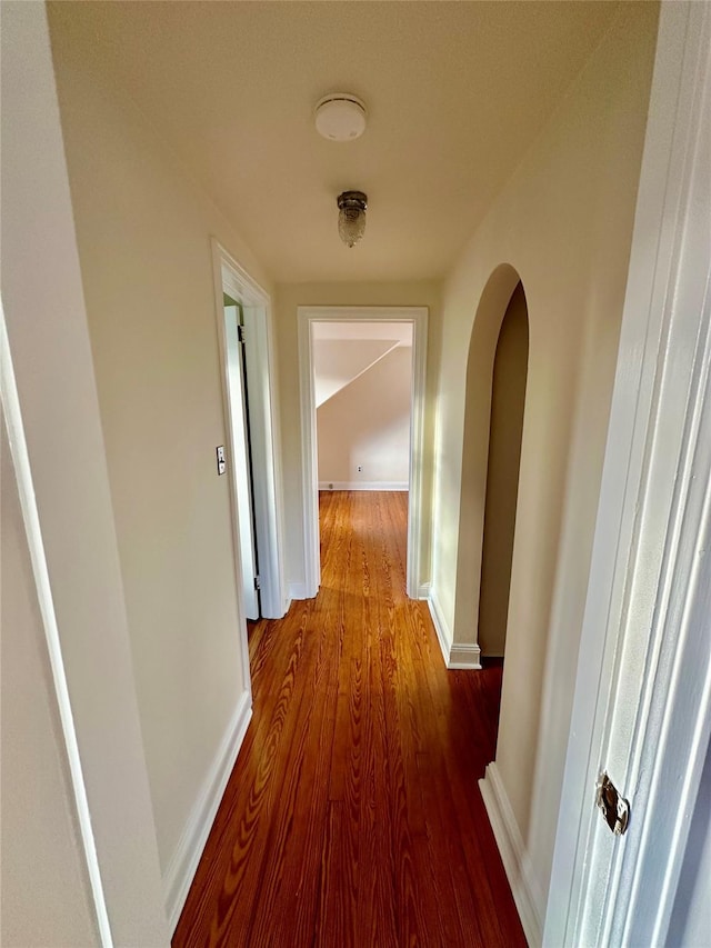 hallway featuring wood-type flooring