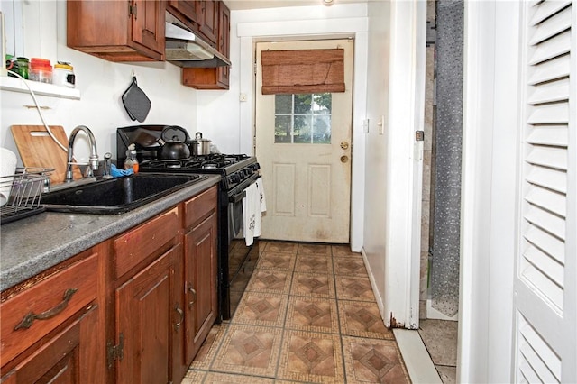 kitchen featuring black gas stove and sink