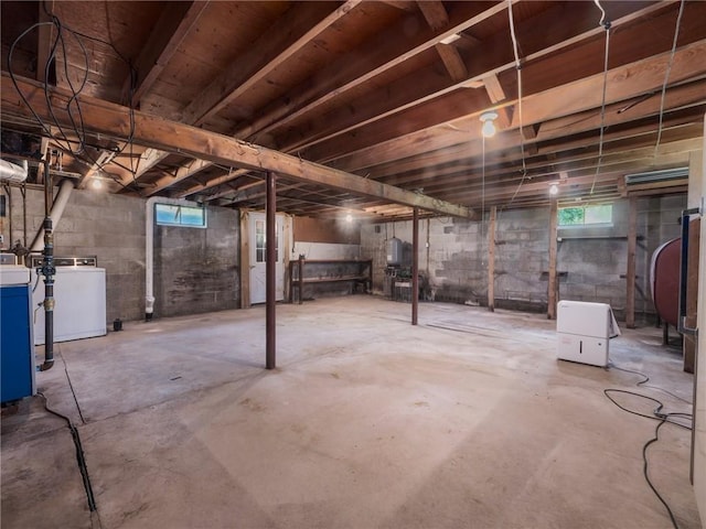 basement with washing machine and clothes dryer