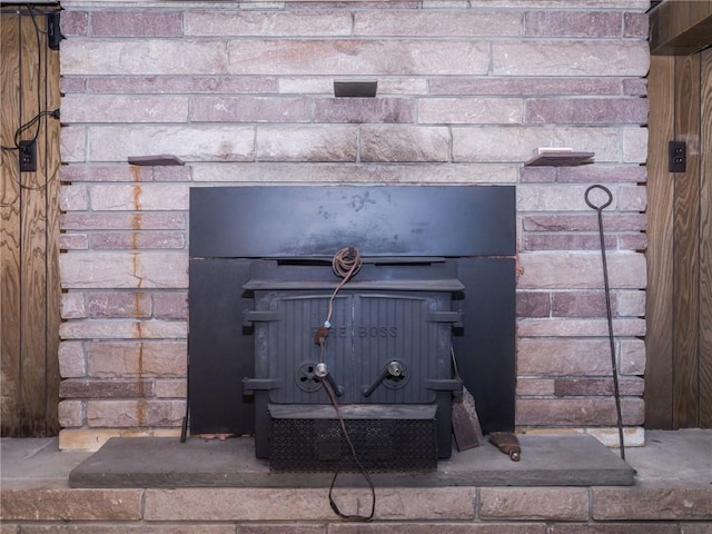 details featuring a wood stove