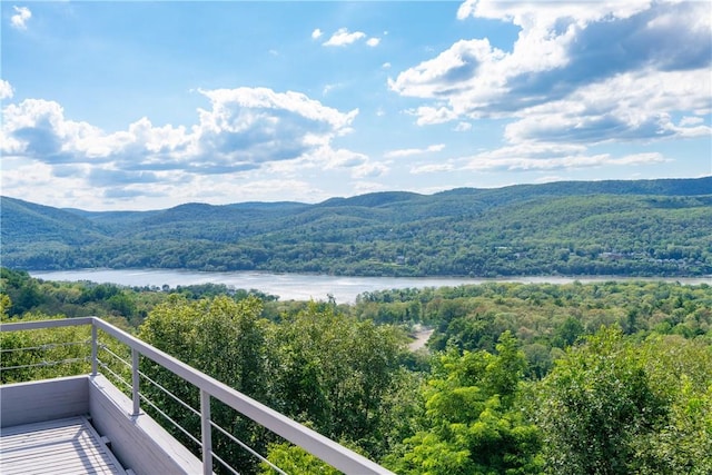 view of mountain feature with a water view