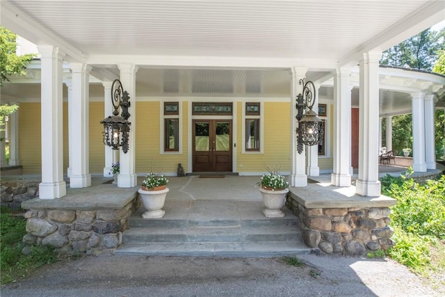 entrance to property with french doors