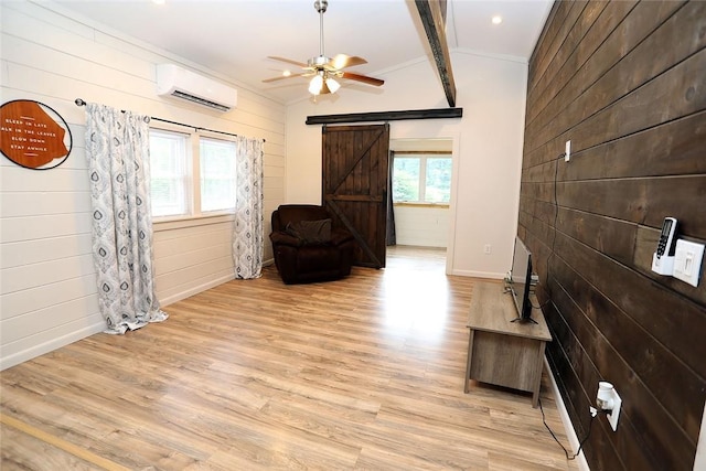 10 Ferry St, Fremont Center, NY 12736 - sitting room with a wall unit AC, light wood-style floors, and baseboards