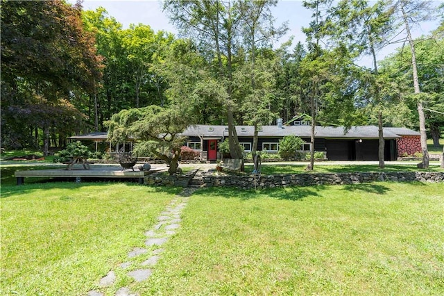 view of yard featuring a deck