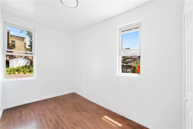 spare room with hardwood / wood-style floors