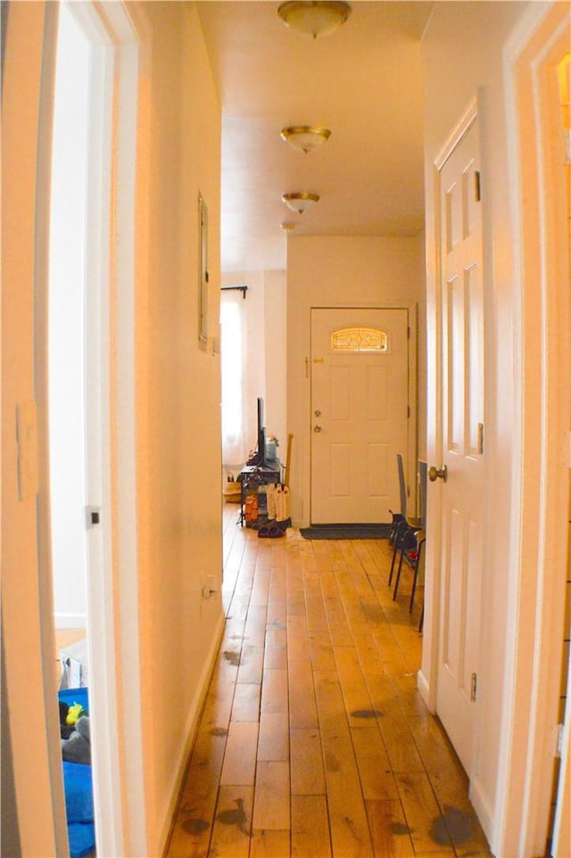 hallway featuring light wood-type flooring