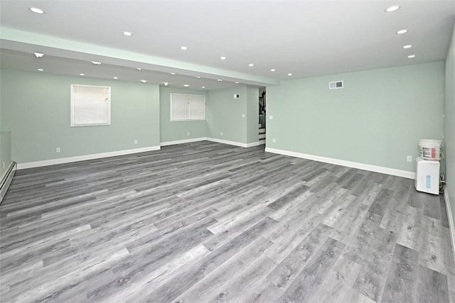 interior space with light hardwood / wood-style floors