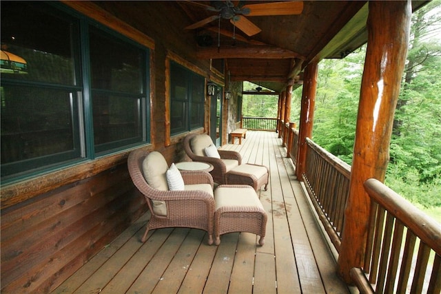 wooden terrace featuring a porch