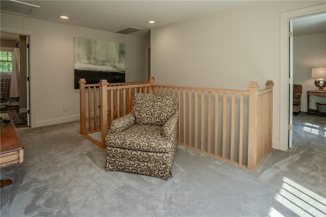 sitting room with carpet flooring