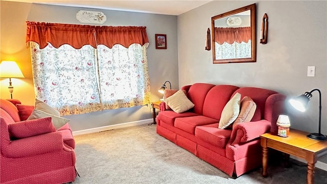 sitting room featuring carpet floors