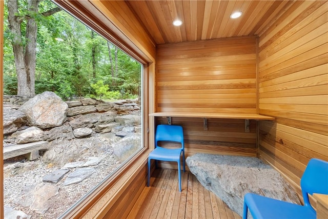 view of sauna / steam room featuring hardwood / wood-style floors