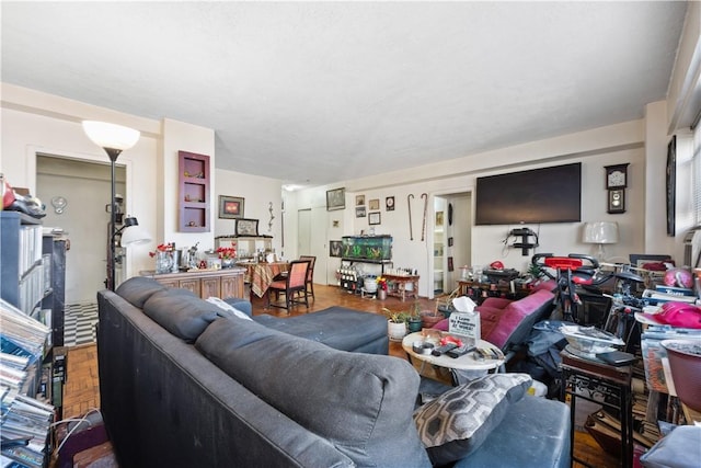 living room with hardwood / wood-style floors