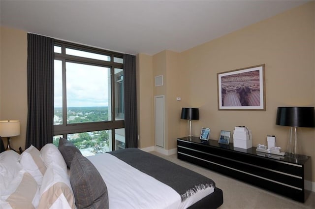 175 Huguenot St Unit 1607, New Rochelle, NY 10801 - carpeted bedroom with multiple windows, baseboards, and a wall of windows