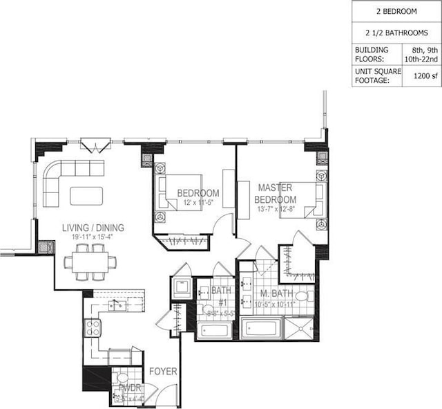 175 Huguenot St Unit 1607, New Rochelle, NY 10801 - property floor plan