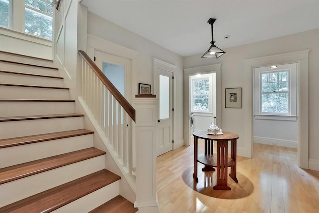 entryway with light wood-type flooring