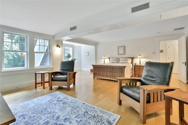 living area with light hardwood / wood-style floors