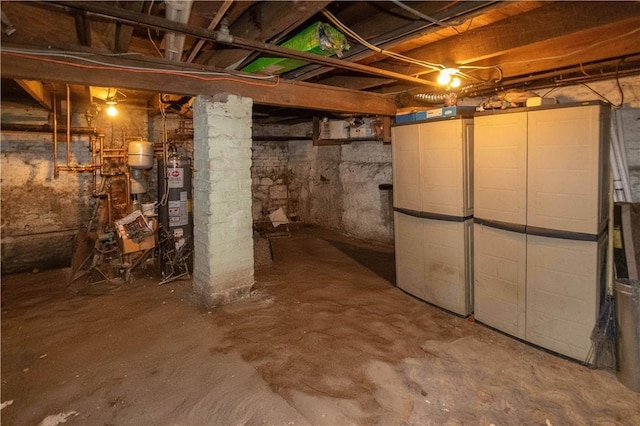 basement with water heater