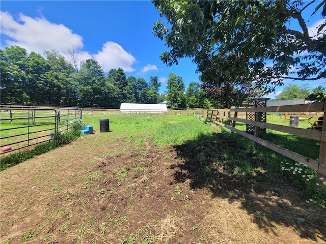 view of yard with a rural view