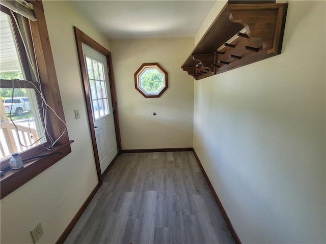 doorway to outside featuring hardwood / wood-style flooring