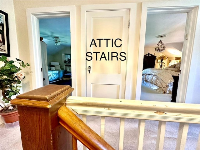 5090 State Route 52, Jeffersonville, NY 12748 - hallway featuring carpet floors and vaulted ceiling