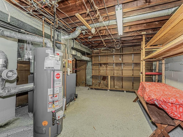 basement with water heater