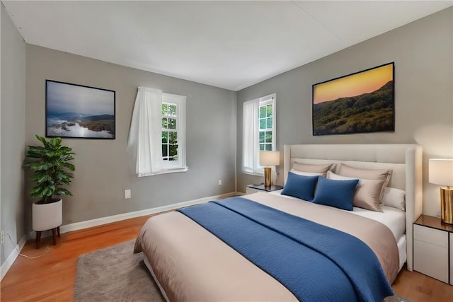 bedroom with wood-type flooring