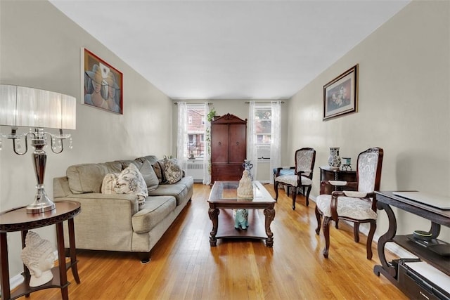 living room with light hardwood / wood-style floors