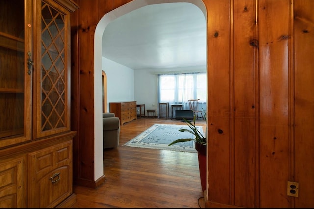 corridor featuring hardwood / wood-style flooring