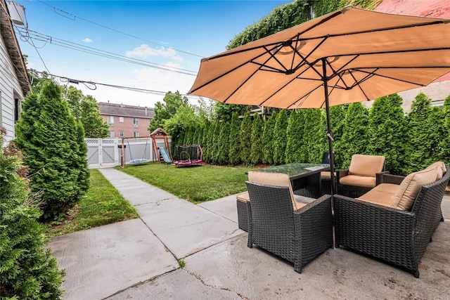 view of patio with a trampoline