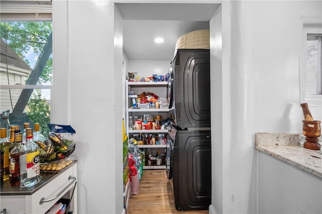 3026 Kingsland Ave, Bronx, NY 10469 - pantry featuring stacked washer / dryer