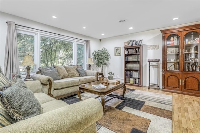 living room featuring light wood-type flooring